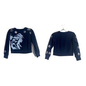Disney Frozen II Elsa navy blue silver sequin snowflake sweatshirt  Size XS (4/5